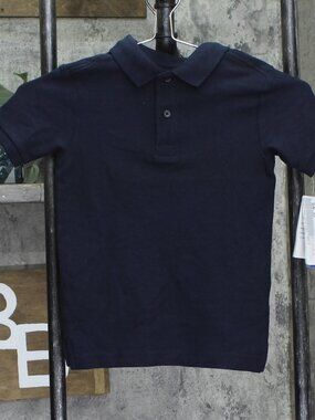 NWT Nautica Little Boys Uniform Stretch Double Pique Polo Shirt Navy Blue M
